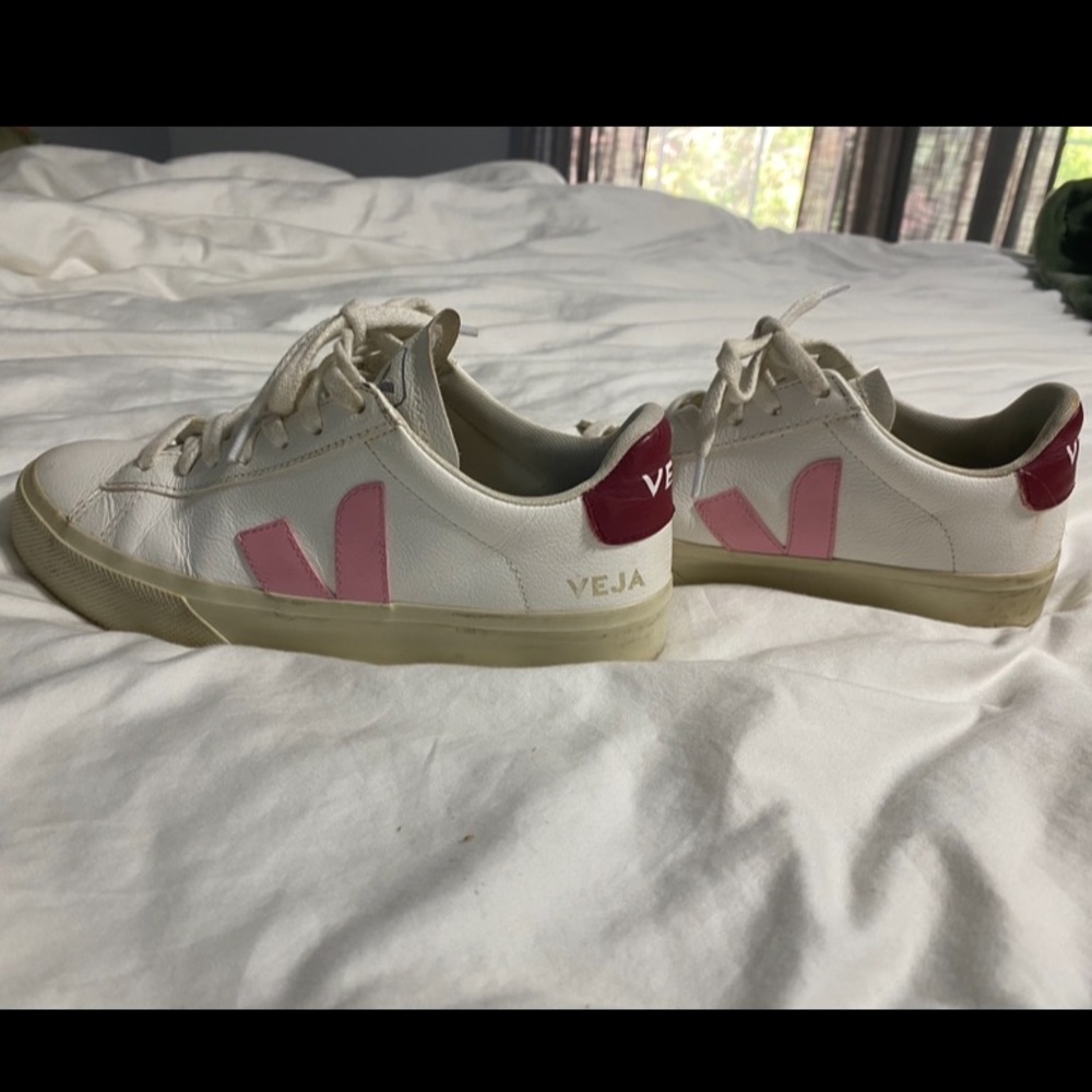 Veja Women's Campo White and Pink Sneakers